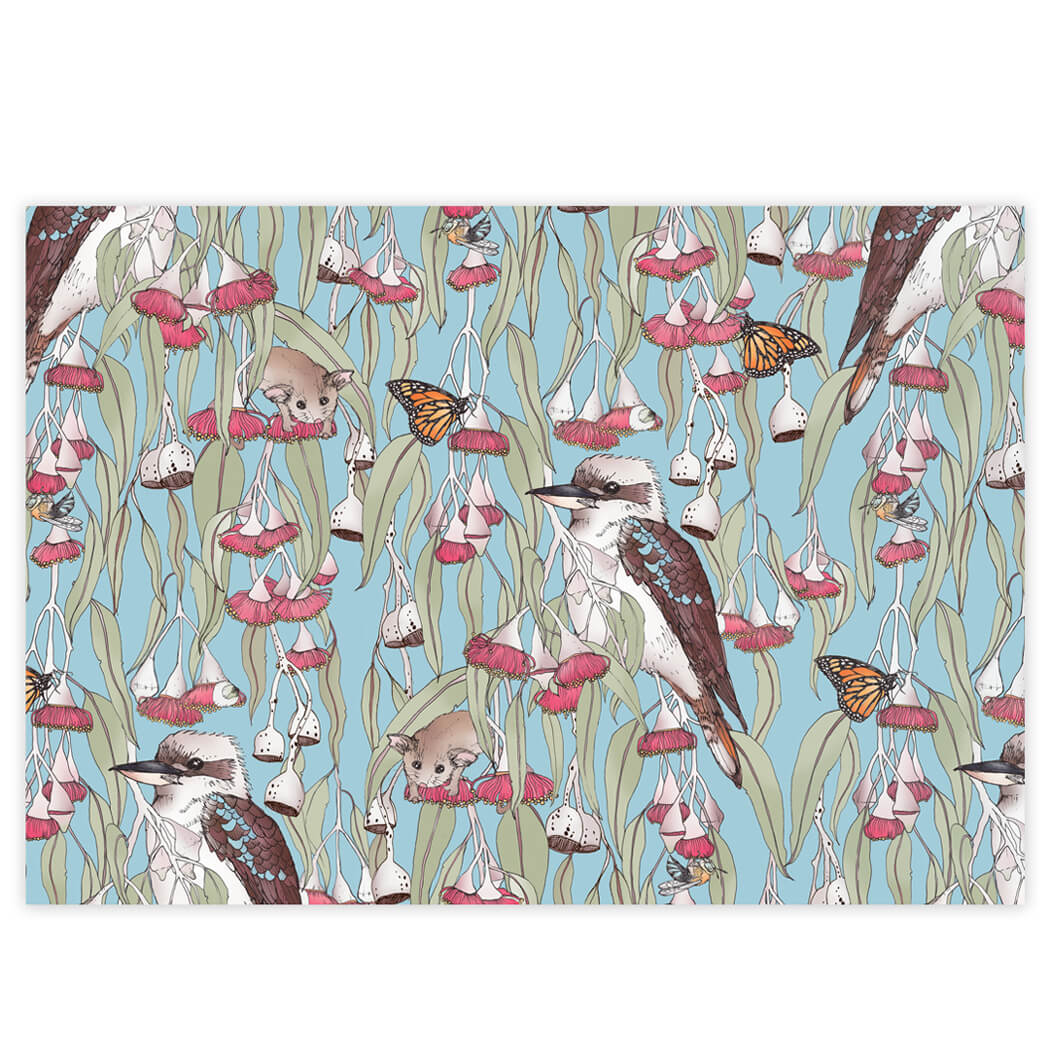 Kookaburra Folded Wrapping Paper Australian Made by Earth Greetings