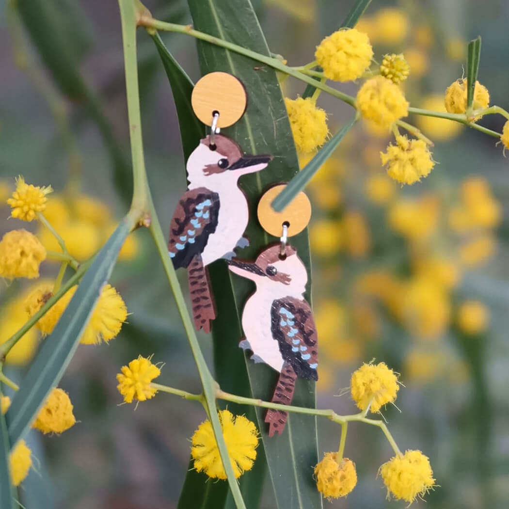 Kookaburra Gifts Australia Wooden Earrings by Pixie Nut