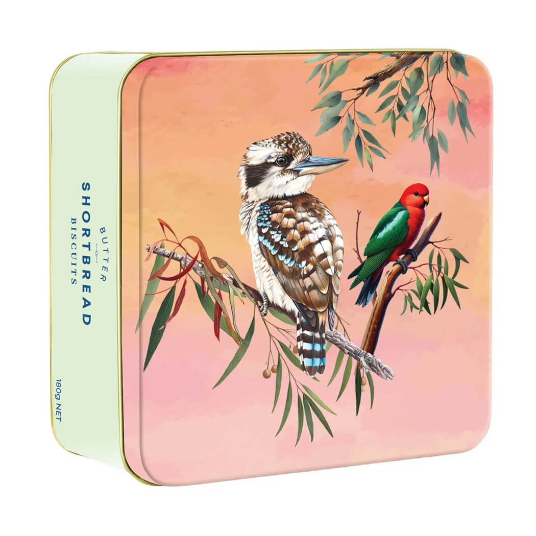Australian made shortbread in 180g Kookaburra keepsake tin