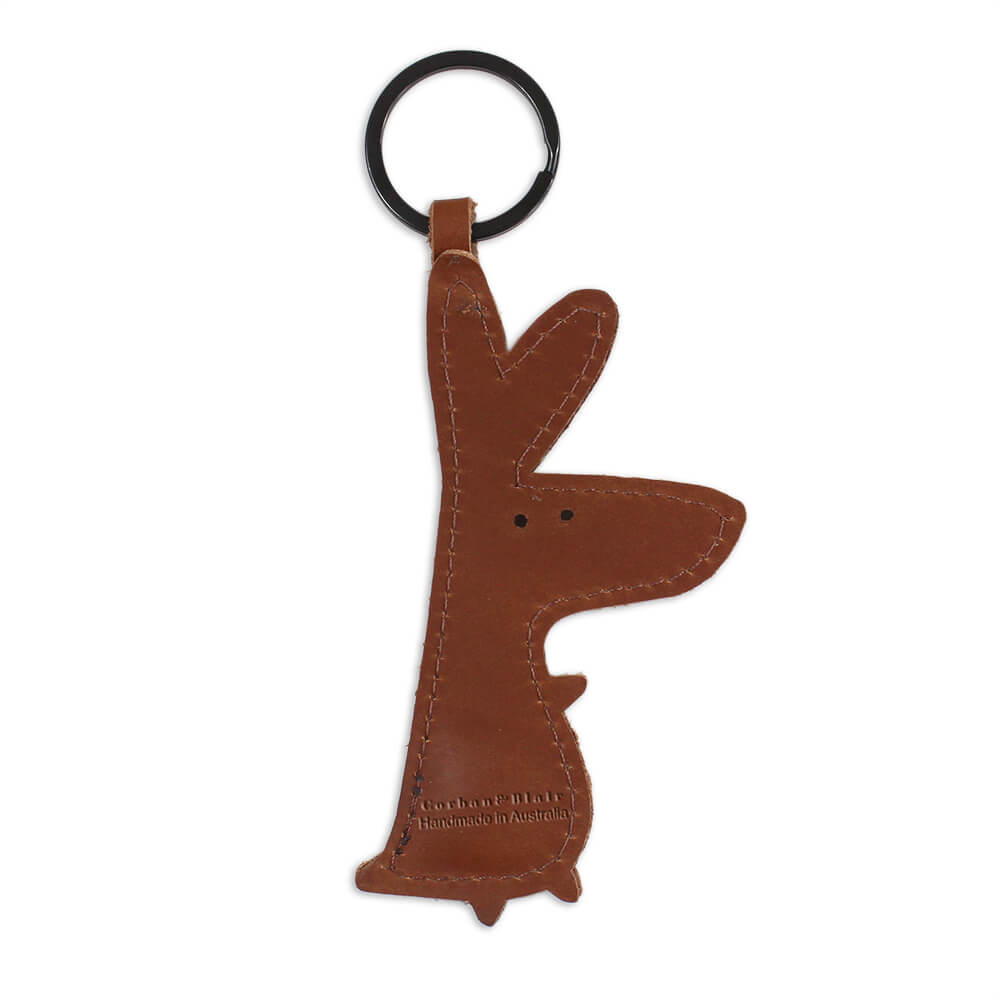 Leather bag tag in kangaroo design made in australia BACK