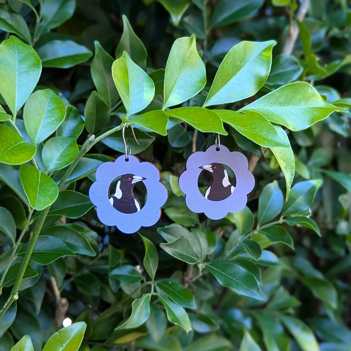 Magpie earrings made in Australia by La Source