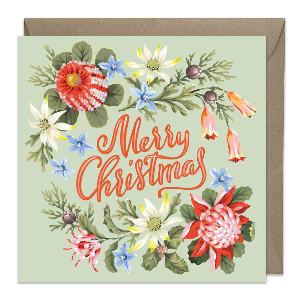 Merry Christmas Australian Card Pack by Earth Greetings in Native Florals