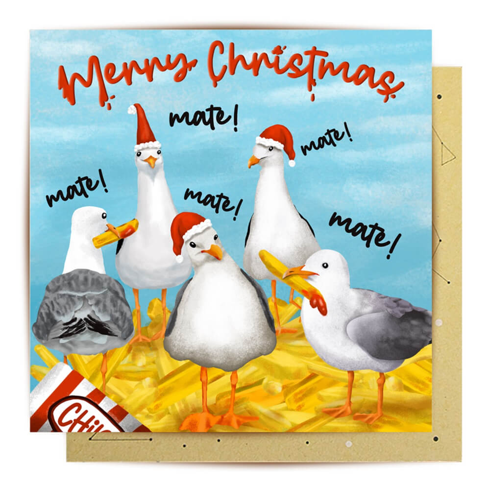 Merry Christmas Australian Christmas Card Seagulls