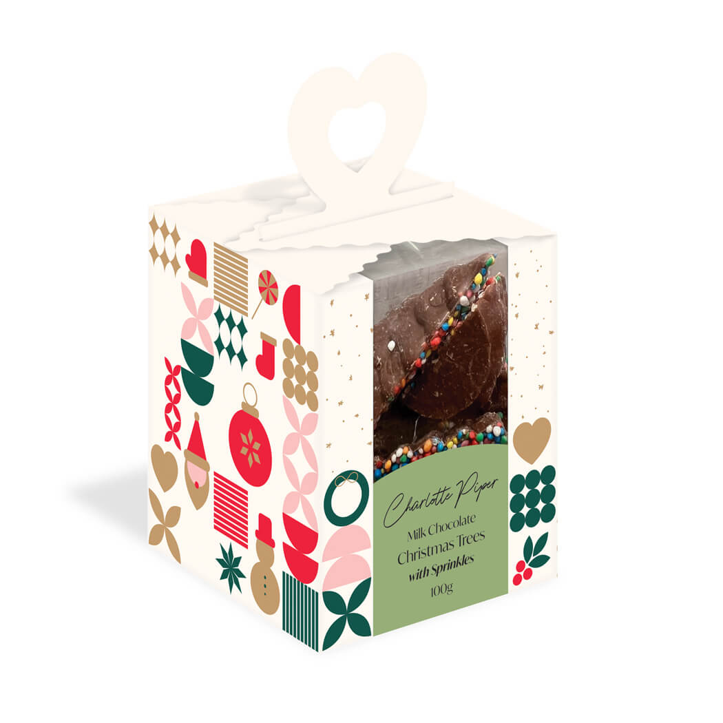 Milk Chocolate Sprinkles Christmas Trees for Australian Food Gifts by Charlotte Piper