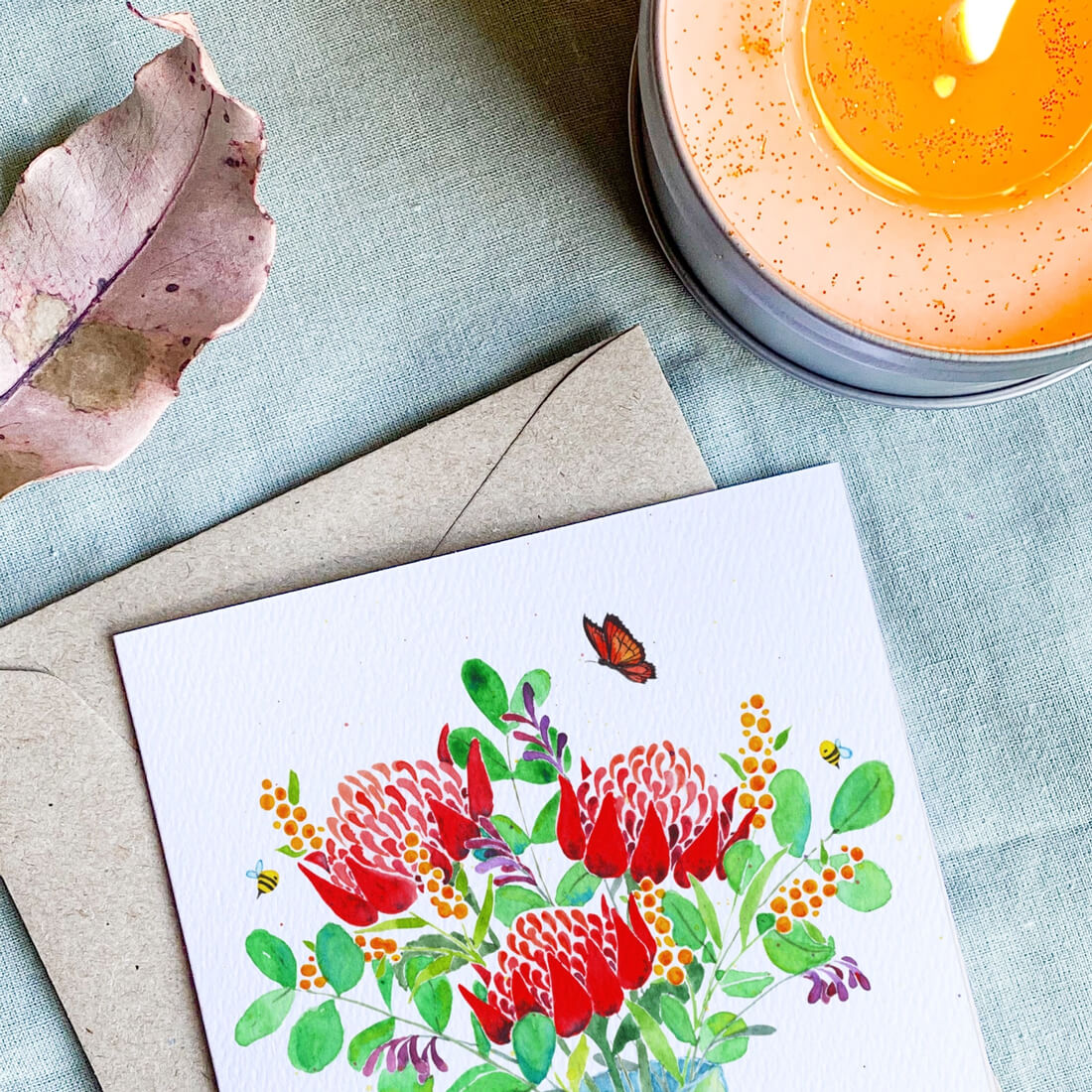 Native Flower Bouquet Greeting Card by The Wattle Studio