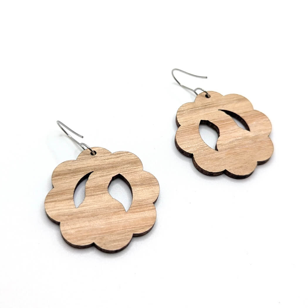 Purple Wooden Magpie Earrings Australian Made