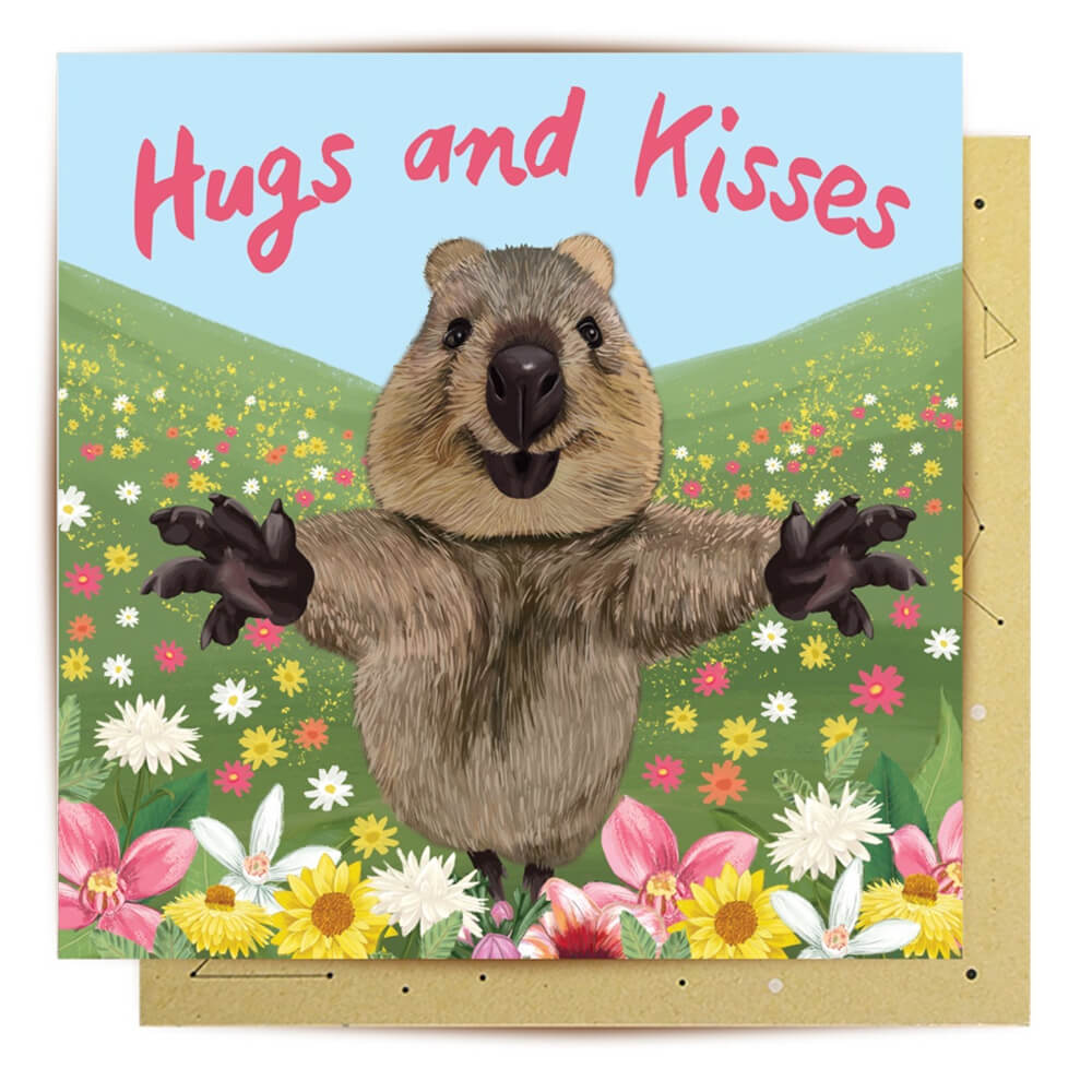 Quokka Hugs and Kisses Greeting Card Australia by La La Land