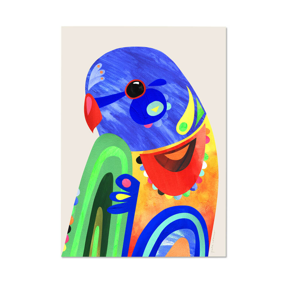 Rainbow Lorikeet Fine Art Print in A4 by Pete Cromer for an Australian Gift or Souvenir