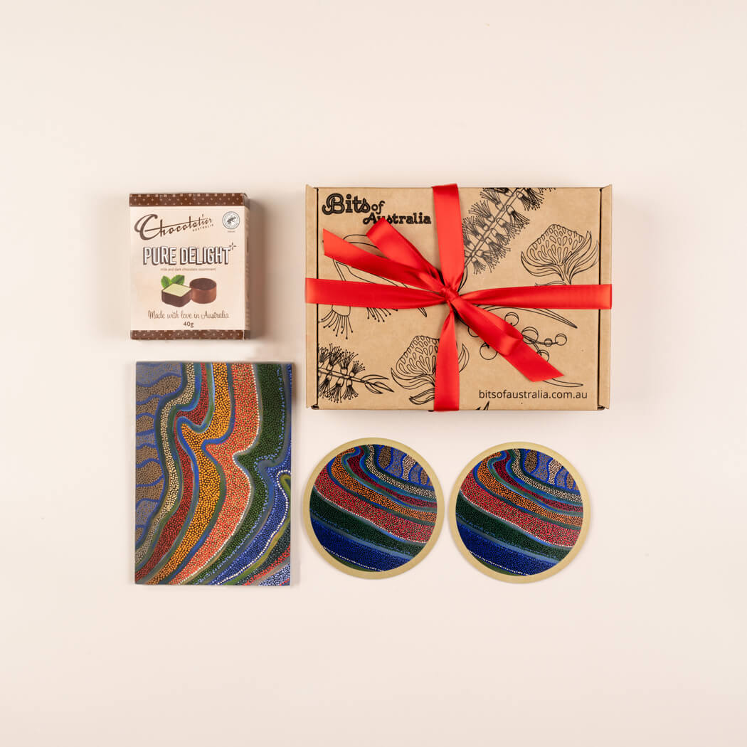 Mini Australian Gift Hamper with chocolate, notepad and coasters by Bits of Australia