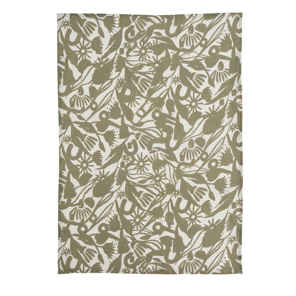 Souvenir Shop Australian Made Linen Gum Leaves Tea Towel Bits of