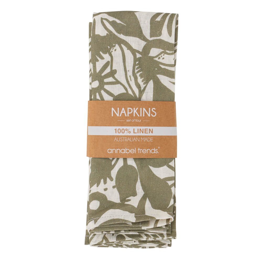 Souvenirs Australia Linen Gum Leaves Napkin Set by Annabel Trends