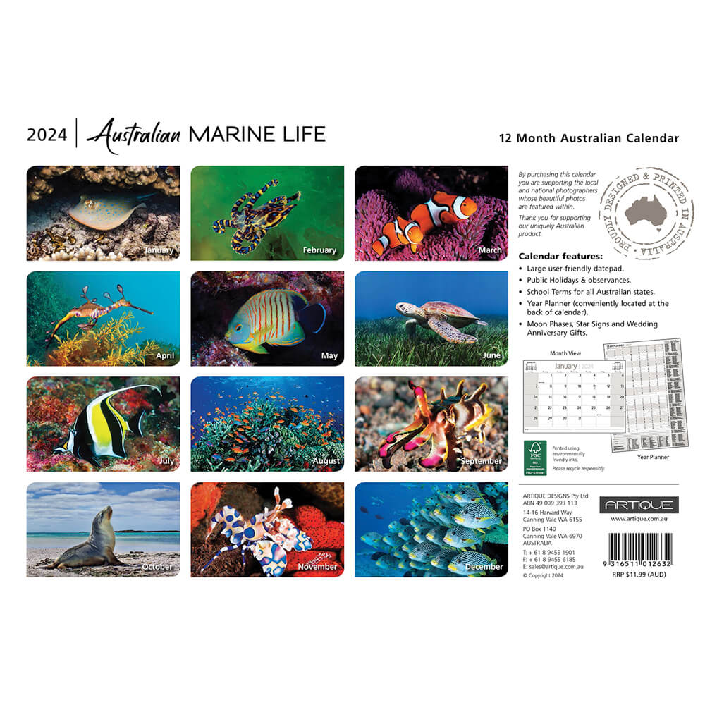Souvenirs of Australia 2024 Marine Life Calendar