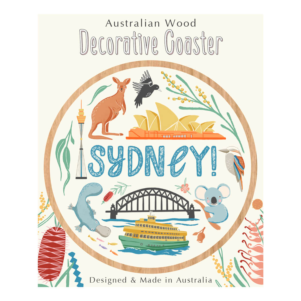 Sydney Souvenir Wooden Coaster Made in Australia by Aero Images