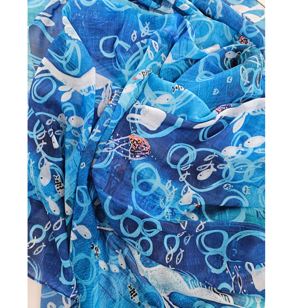 The Spotted Quoll Tasmania Australian Made Scarf - Sea Sushi Design