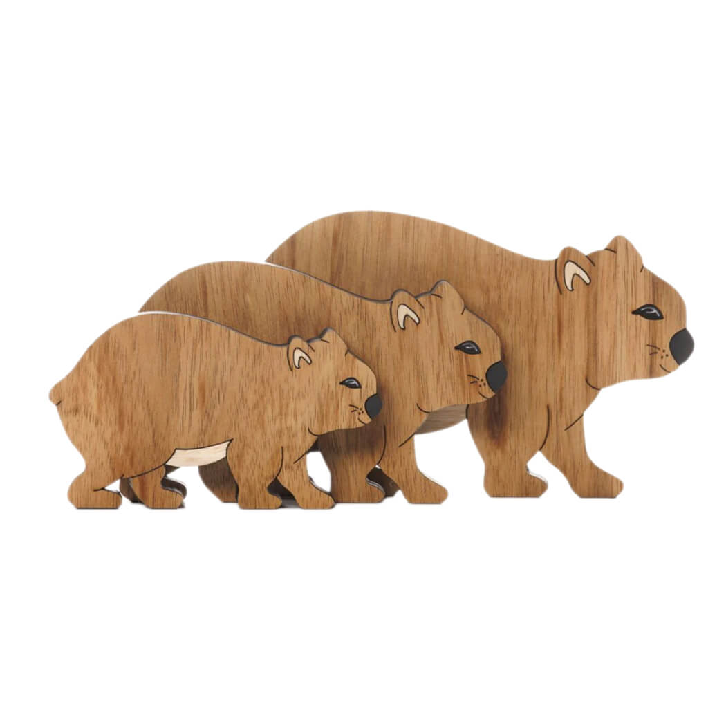 Wombat Gifts Australia Wooden Set of 3 