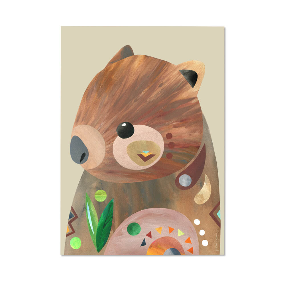 Wombat Fine Art Print in A4 by Pete Cromer for an Australian Gift or Souvenir