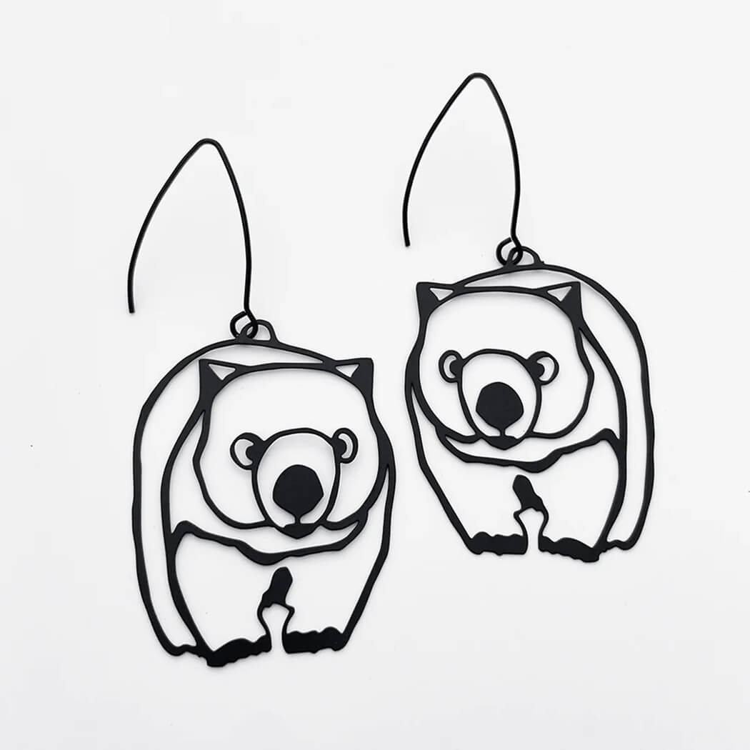 Wombat Gifts Australia - Black Earrings by Denz