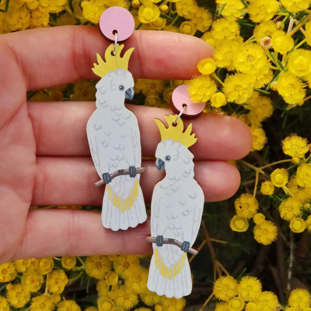 Australian White Cockatoo Bird Earrings for Statement Earring Gifts for Women