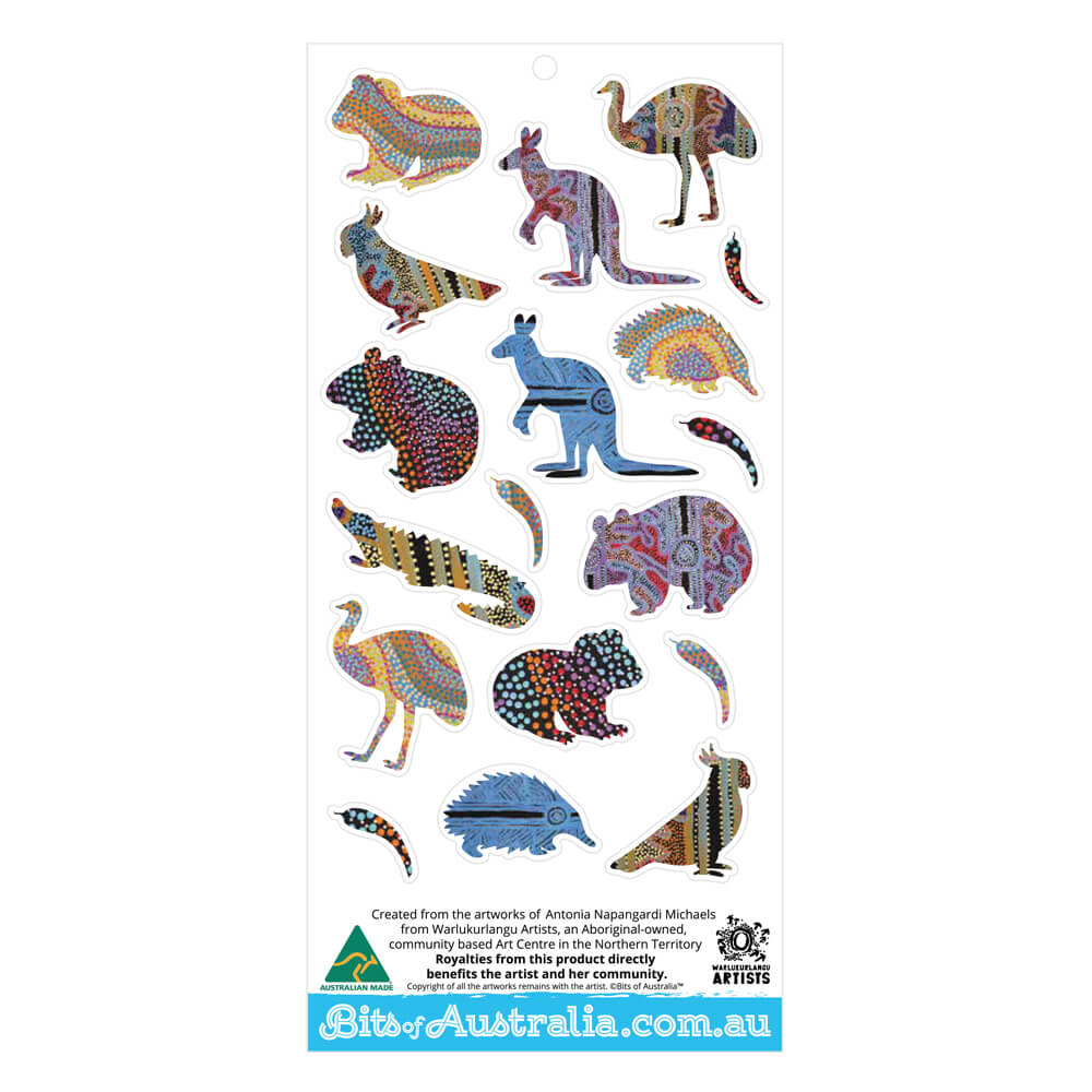Aussie Animal Sticker Sheets - Aboriginal Art Australian Made