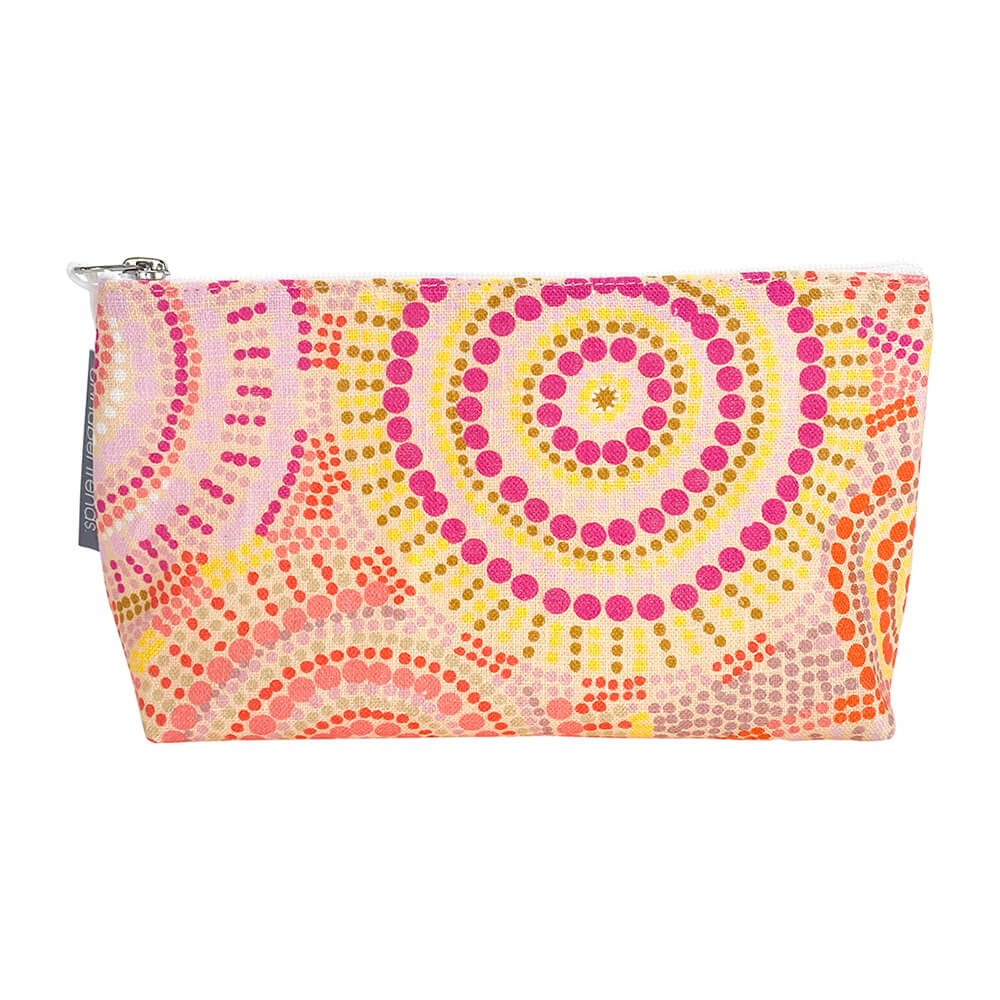 Aboriginal Gifts, Linen Cosmetic Bag Rainbow Spirit at BitsofAustralia