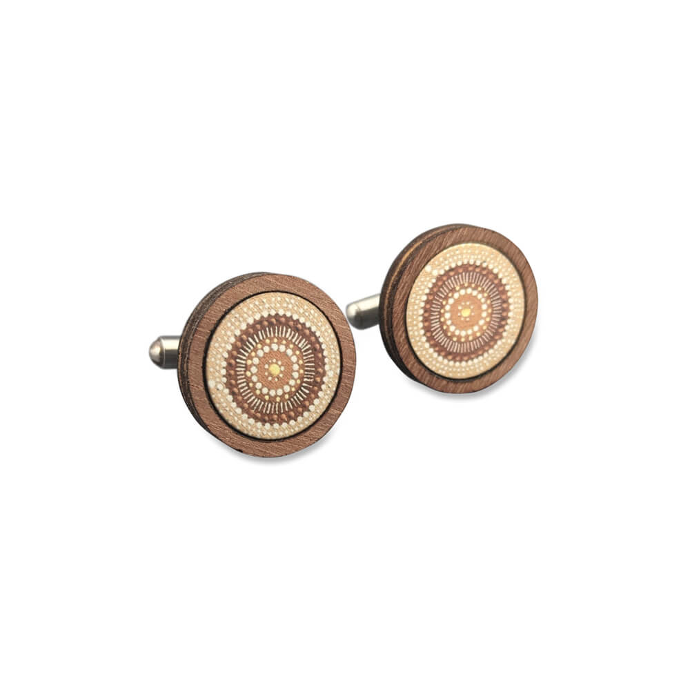 Aboriginal Gifts for Men Wooden Cufflinks Australian Made Corporate