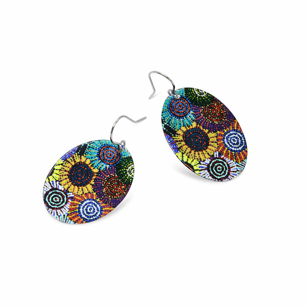 Aboriginal Earrings Australian Made, Artwork Evelyn Nangala