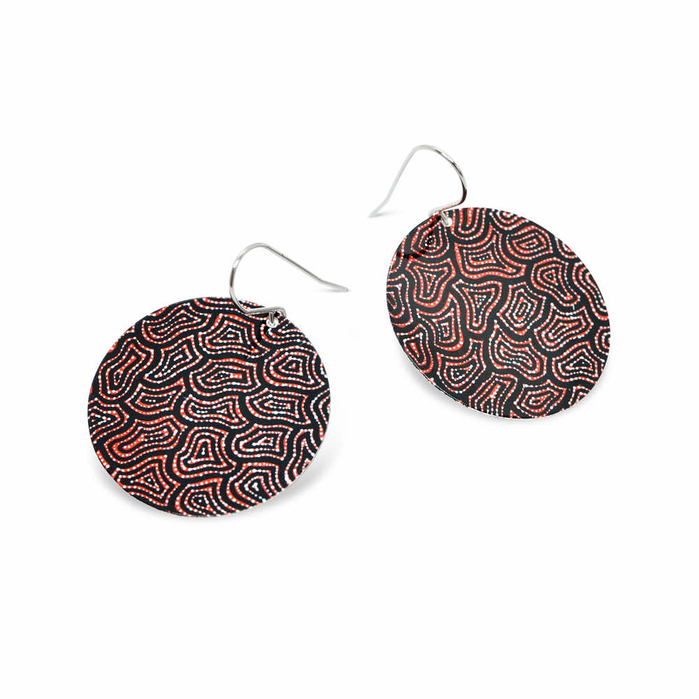 Aboriginal Earrings Fire Country Dreaming - Large