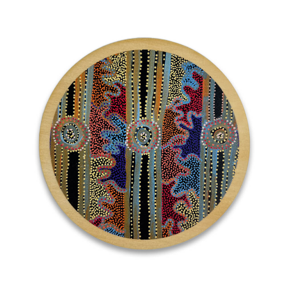 Aboriginal Souvenir Gifts Australia Wooden Coaster Antonia Napangardi Michaels