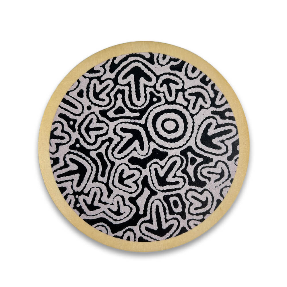 Aboriginal Souvenir Gifts Australia - Wooden Coaster Ben Jangala Gallagher