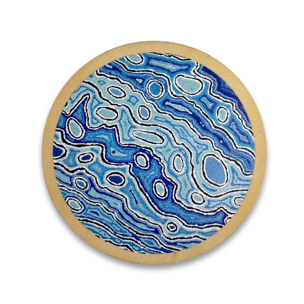 Aboriginal Souvenir Gifts Australia Wooden Coaster Christine Nakamarra Curtis