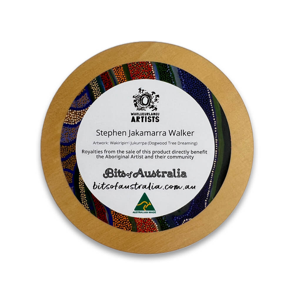 Aboriginal Souvenir Gifts Australia Wooden Coaster Stephen Jakamarra Walker Back