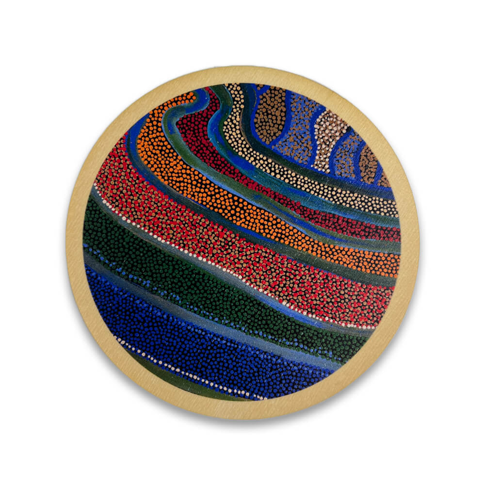 Aboriginal Souvenir Gifts Australia Wooden Coaster Stephen Jakamarra Walker