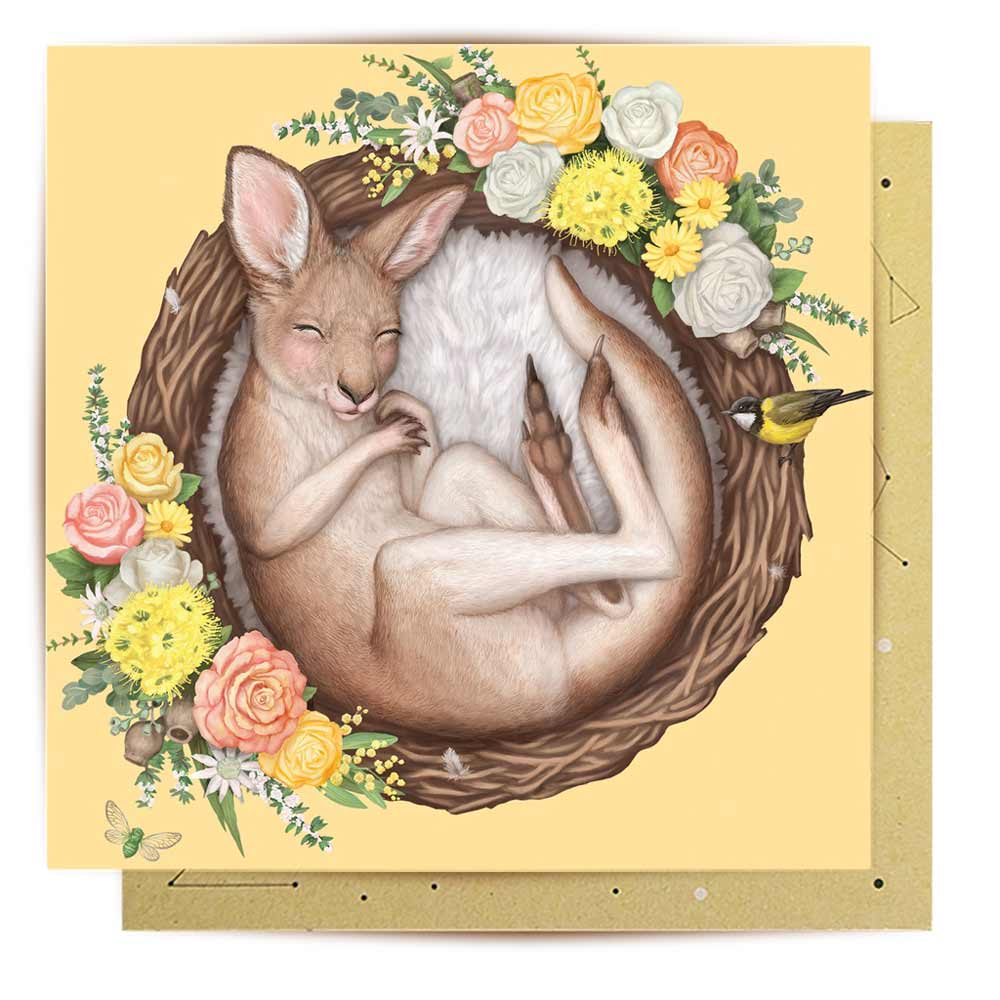 Australian baby gifts - nested baby roo greeting card