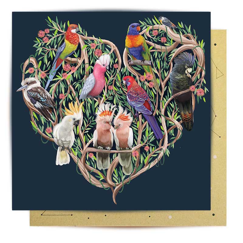 Australiana Heart Greeting Card for Sending Overseas