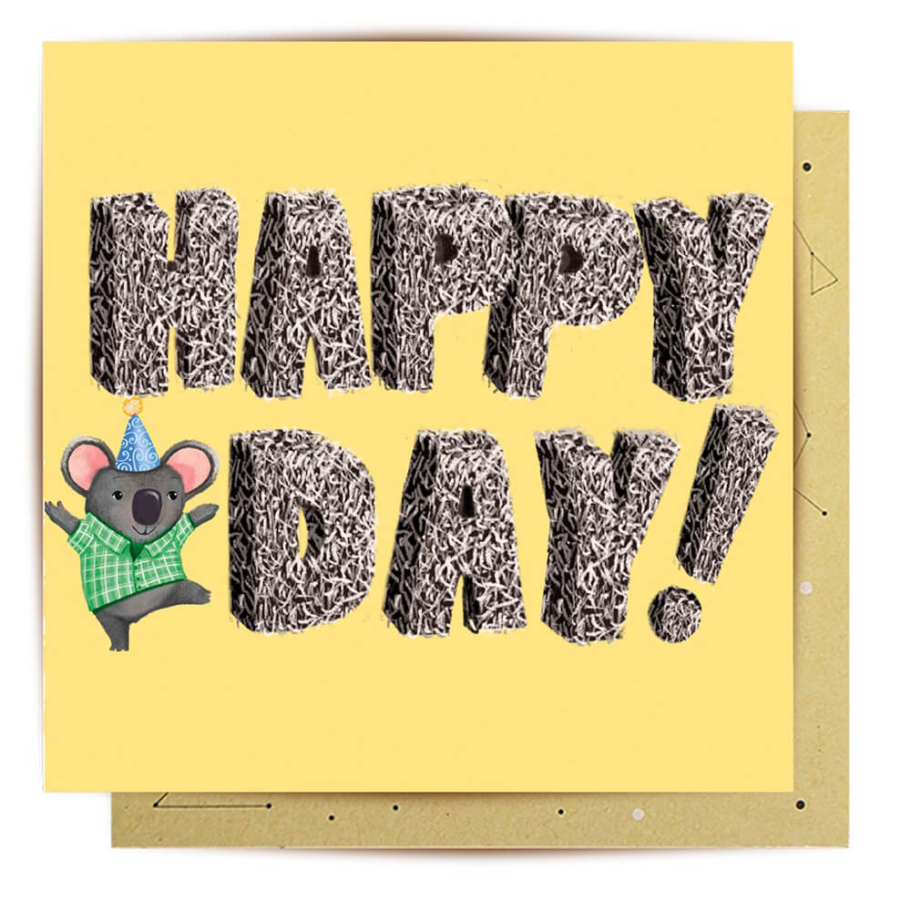 Australian Themed Greeting Cards by La La Land Happy Day Koala Lamingtons