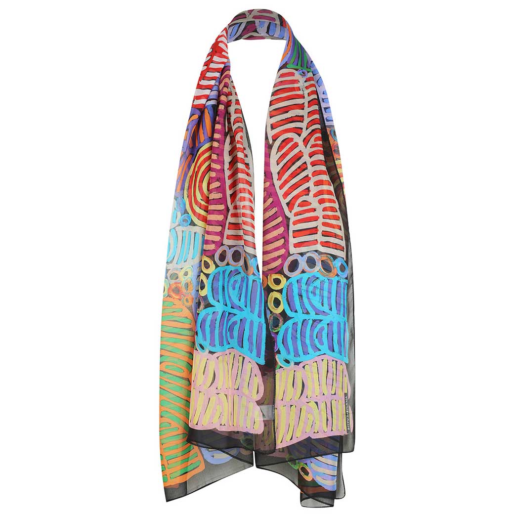 Australian Aboriginal Silk Scarf Made in Australia Presents for Relatives Overseas