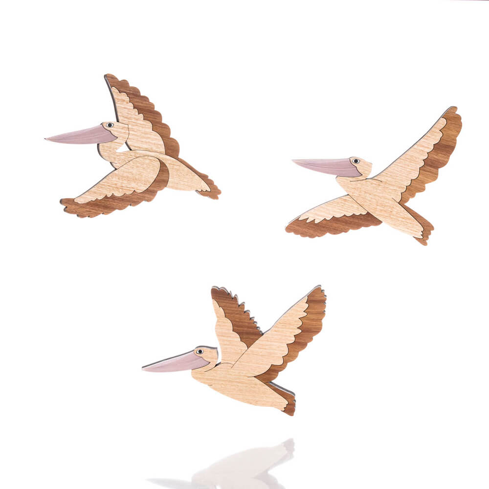Australian Gifts for Christmas Wooden Pelicans Set of 3