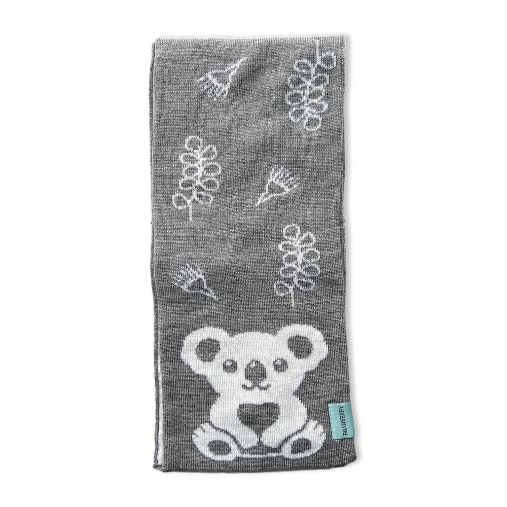 Australian Gifts for Kids Koala Scarf Grey