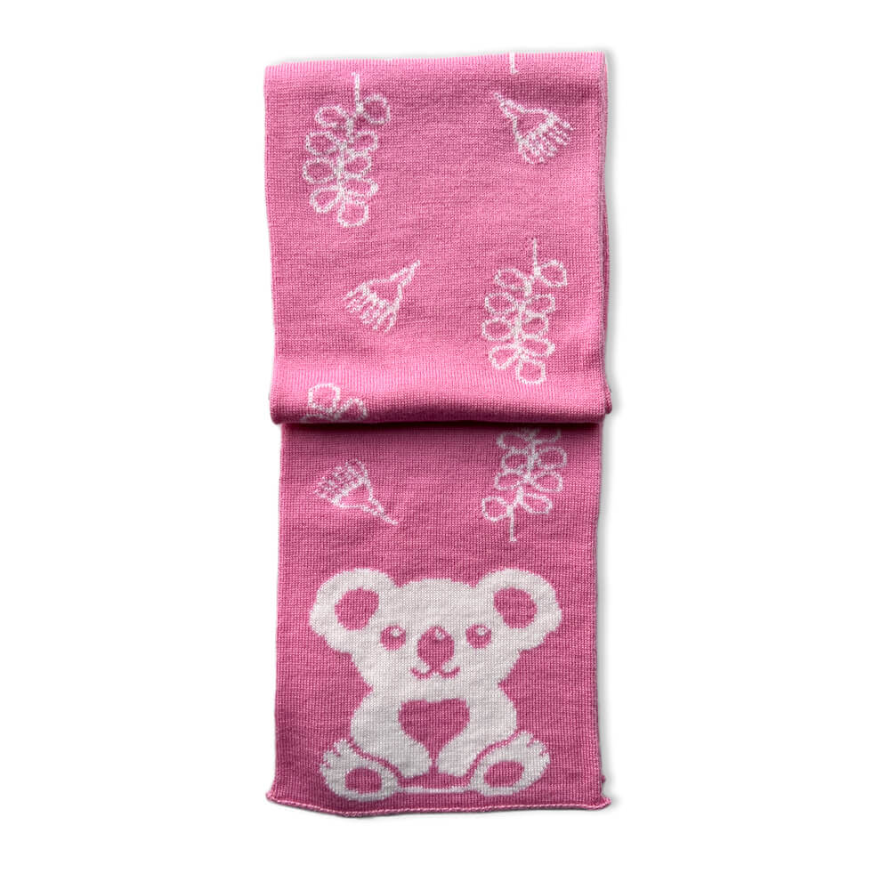 Australian Gifts for Kids Koala Scarf Pink