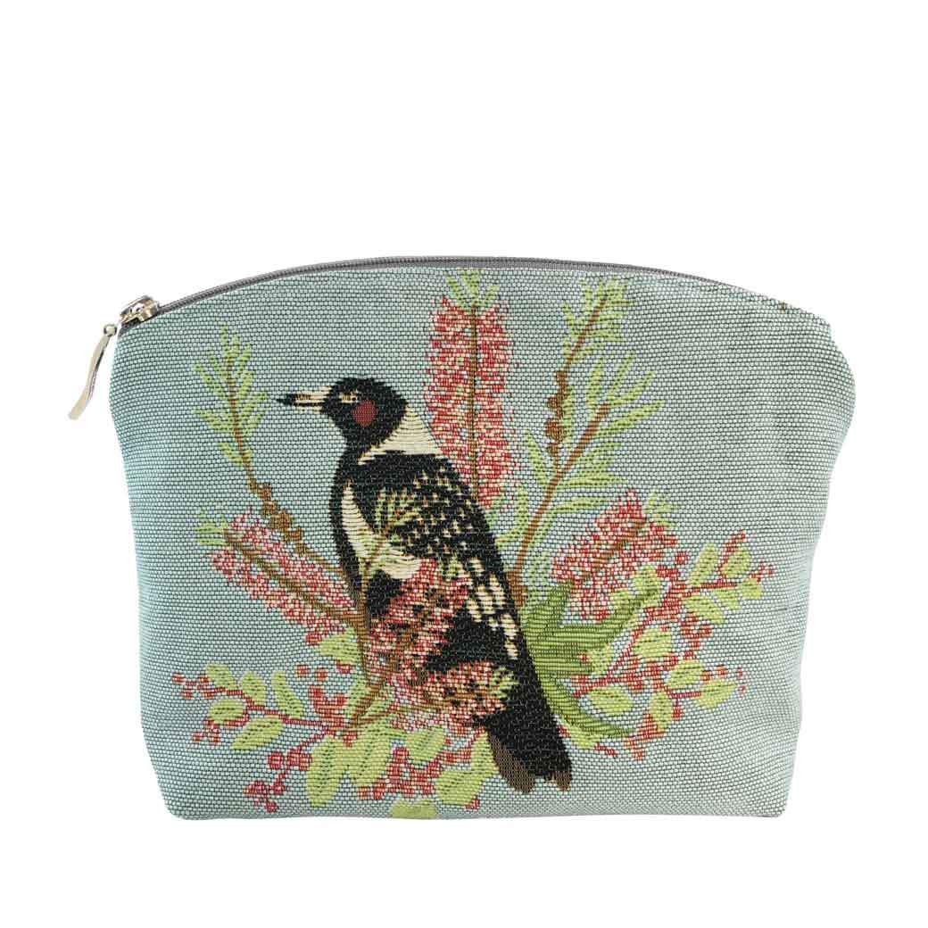 Australian Gifts for Women, Magpie Tapestry Cosmetic Bag Handmade in Australia