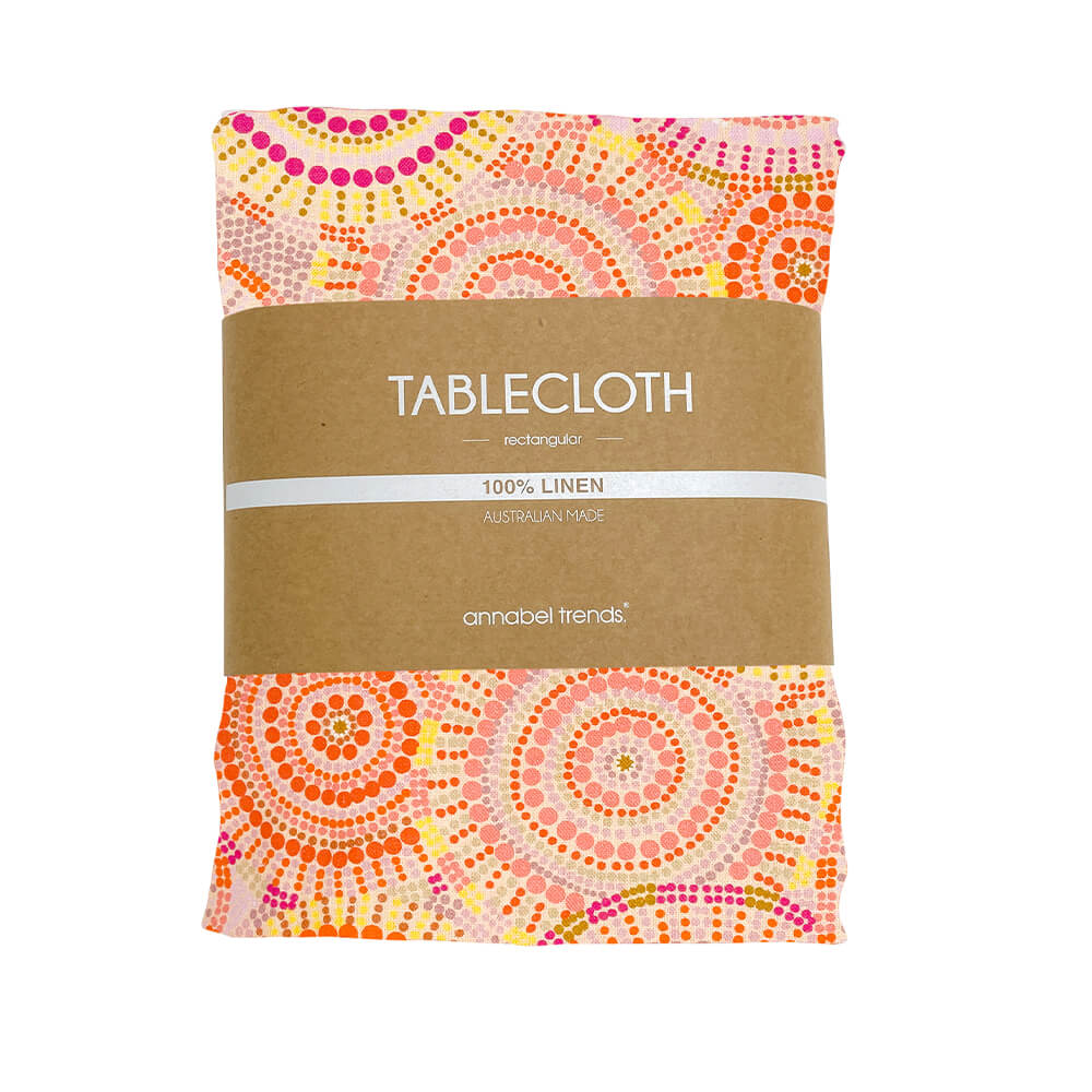 Aboriginal Gifts Australian Linen Tablecloth Rainbow Spirit