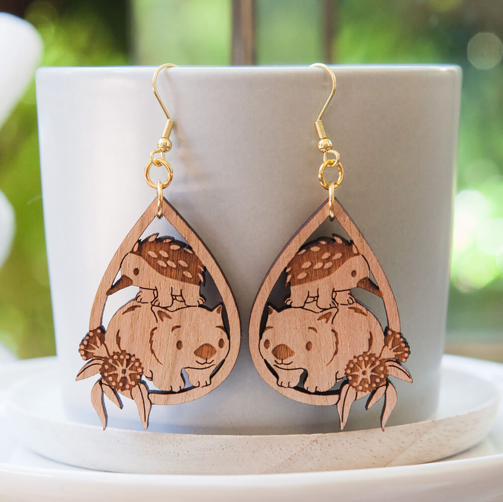 Australian Jewellery Gifts for Women, Wombat Echidna Dangles