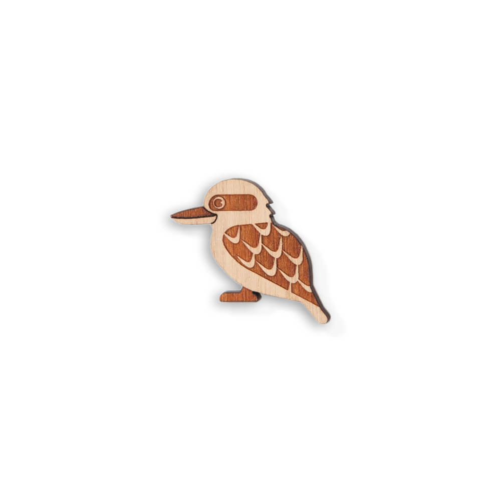 Australian Jewellery Kookaburra Brooch Wooden Souvenir Pin by WoodwithWords