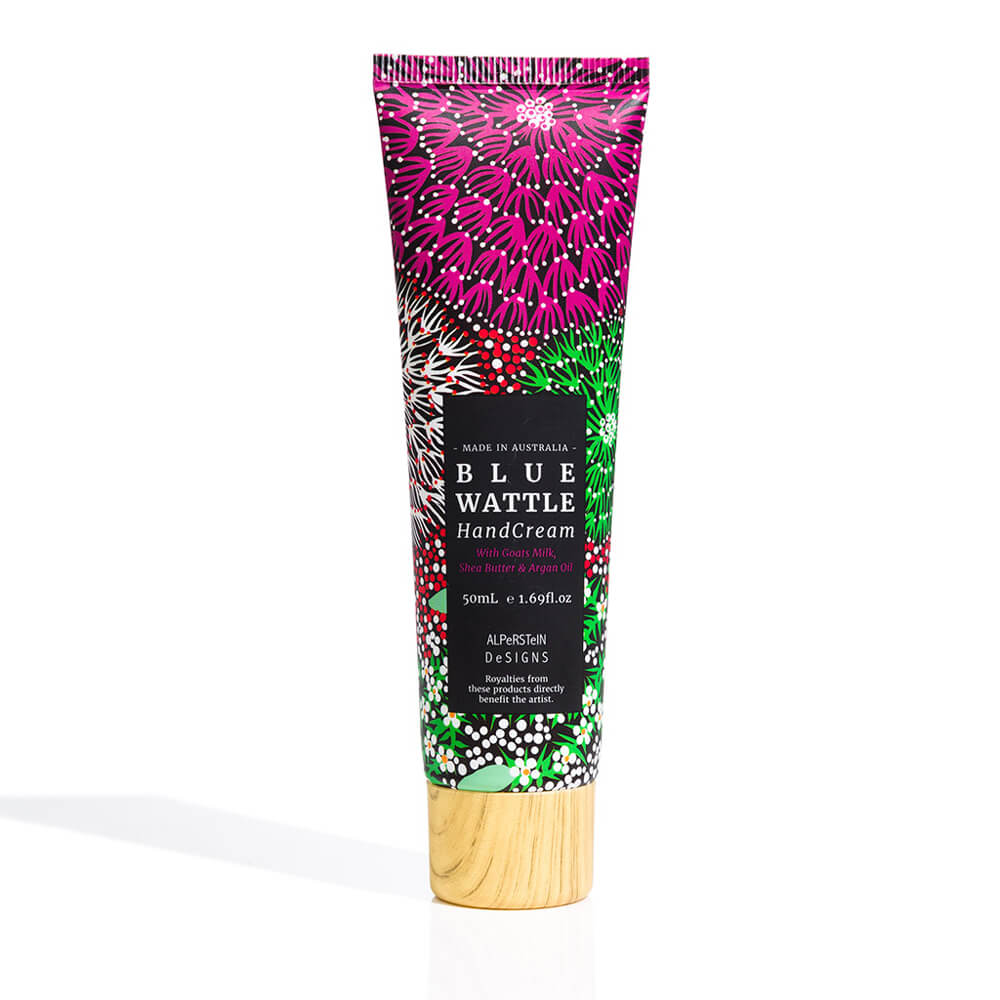Australian Made Hand Cream Blue Wattle Scent. Aboriginal Gifts by Alperstein Designs