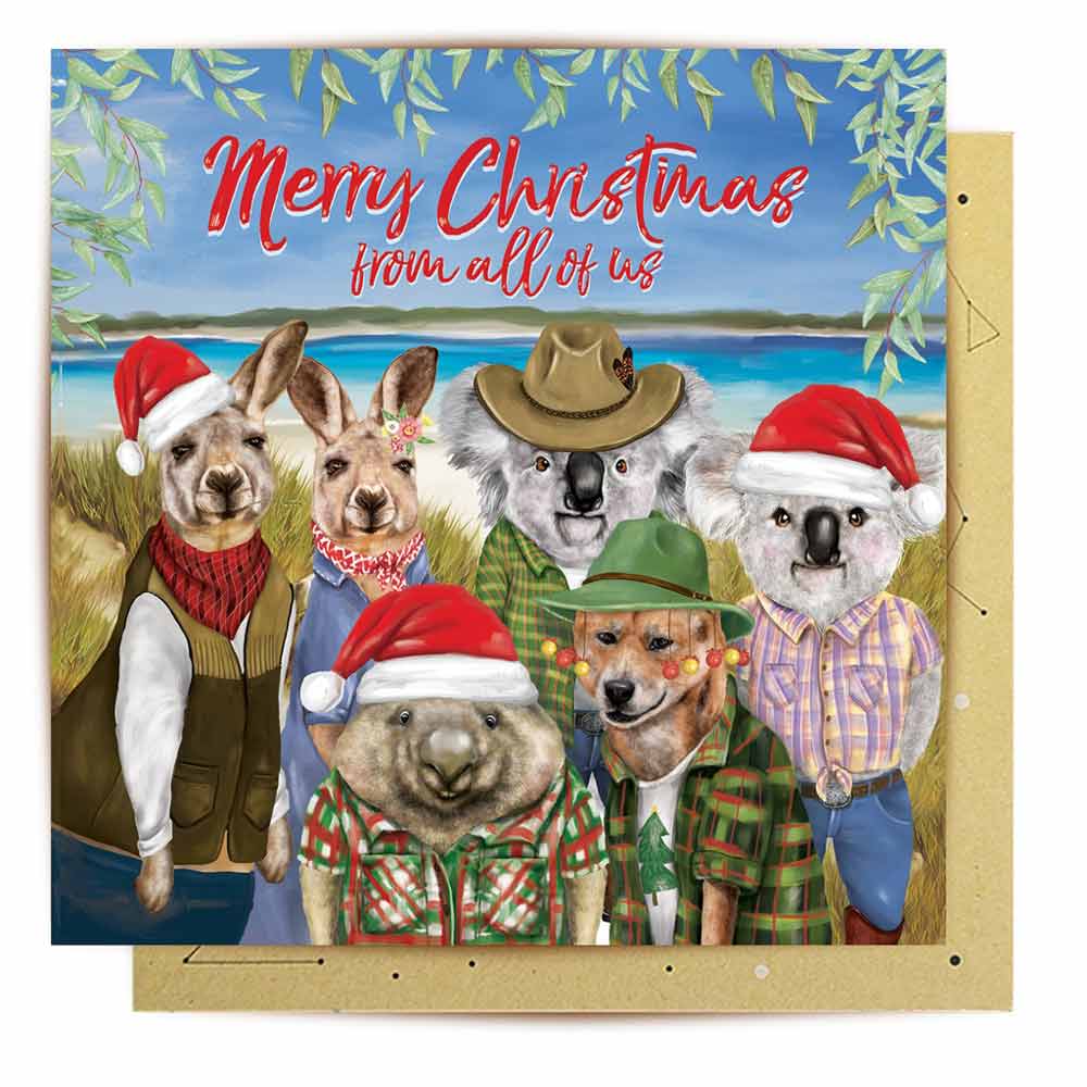 Australian Merry Christmas From All Of Us Novelty Card