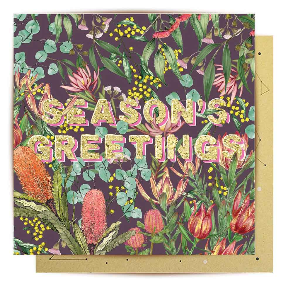 Australian Native Flowers Seasons Greeting Christmas Card