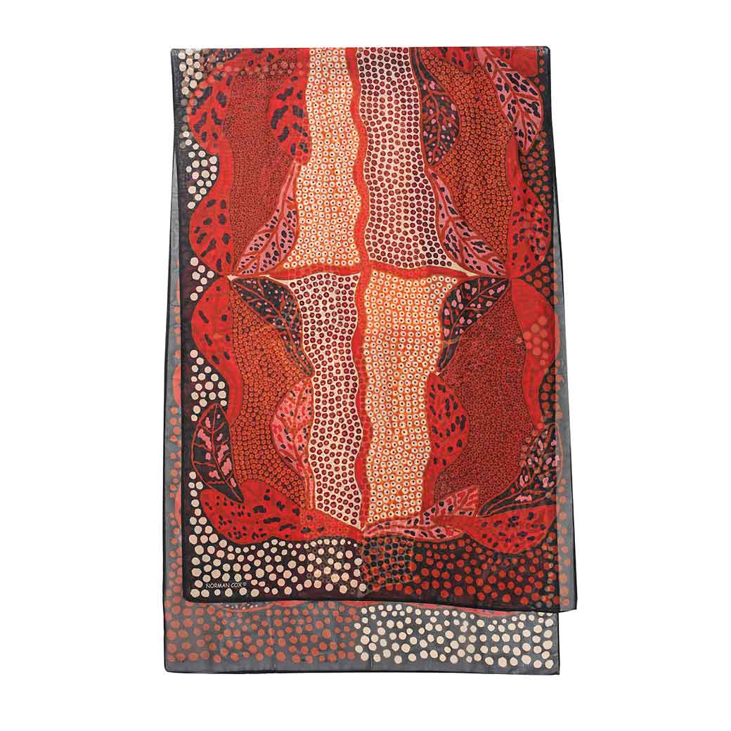 Australian Scarves for Women Buy Online - Red Indigenous Design Chinese New Year Gift