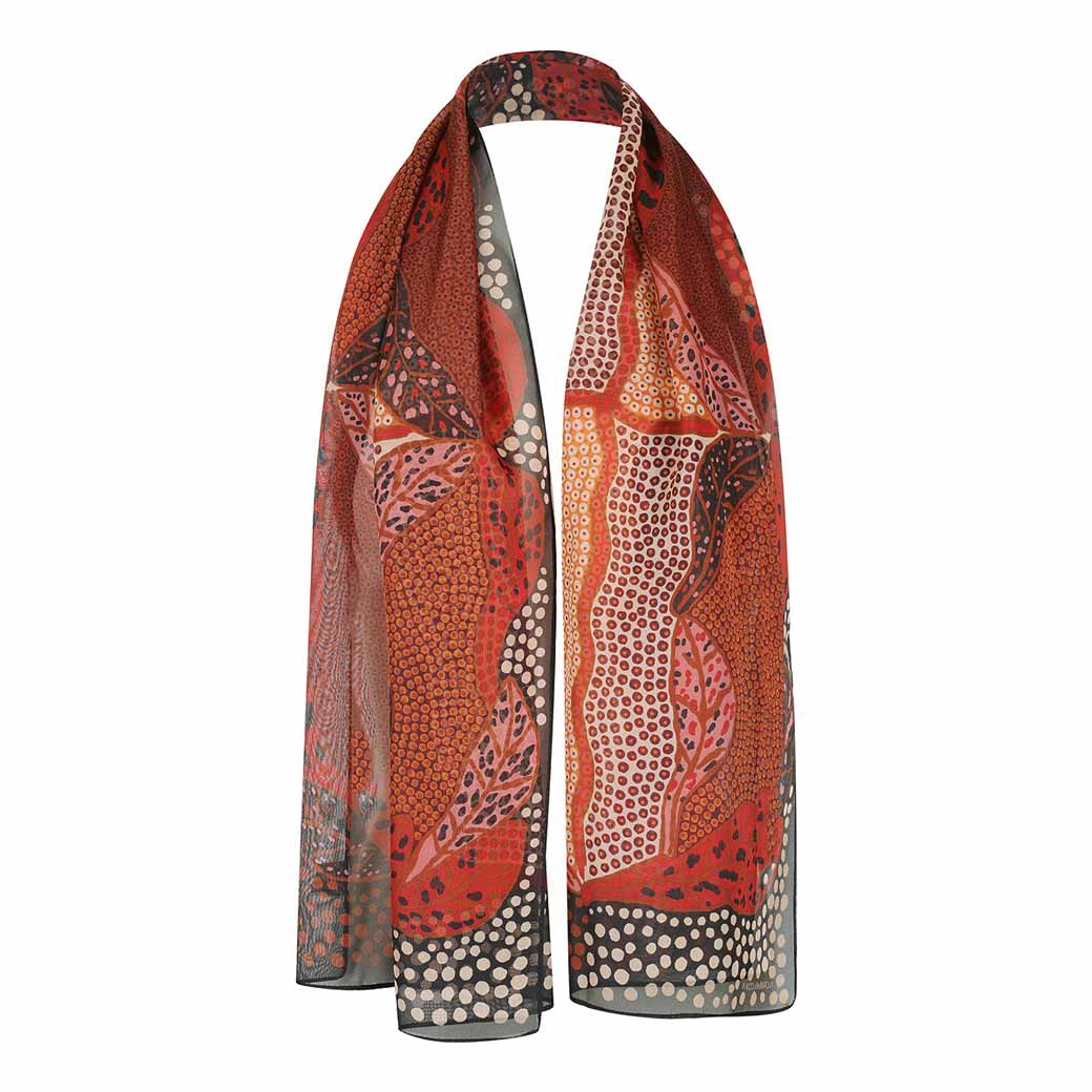 Red Aboriginal Australian Made Scarf Unique Gifts for Chinese Delegates