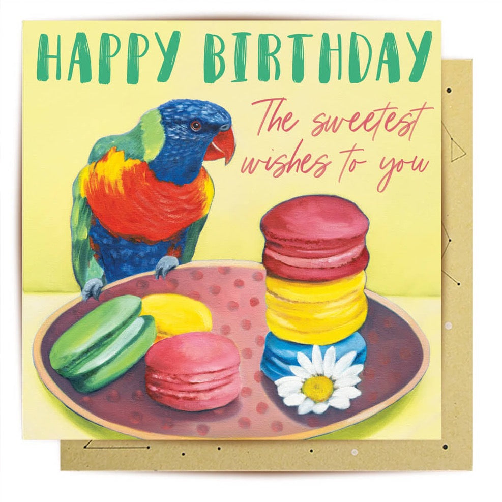 Australian Themed Happy Birthday Card Lorikeet Design by La La Land