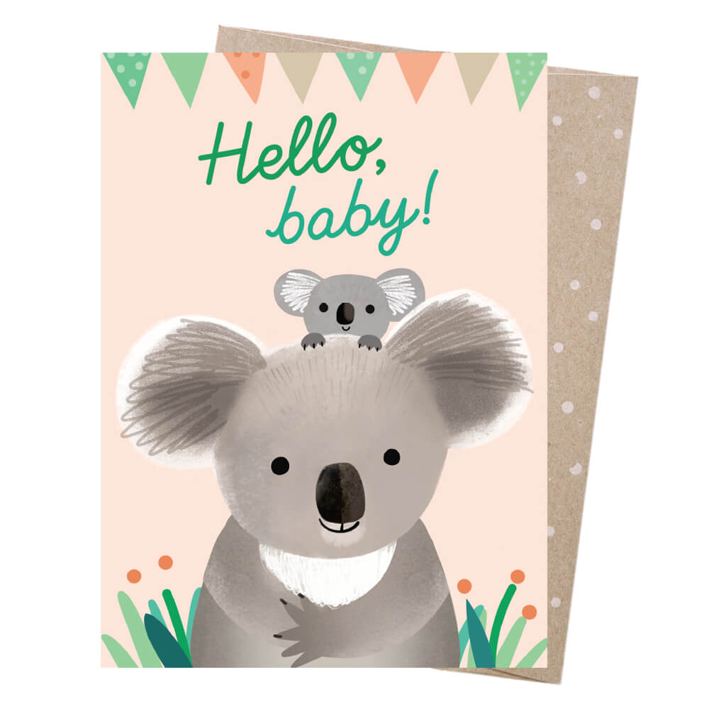 Australian Gifts for Babies Koala Hello Baby Greeting Card